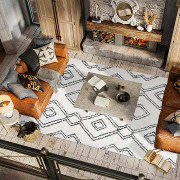 Deia Moroccan Style Diamond Shag Area Rug